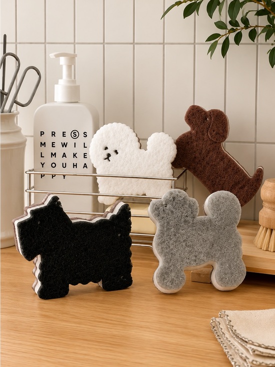 Other - Three Layer Dog-Shaped Kitchen Sponges - Set of 4 Non Scratch